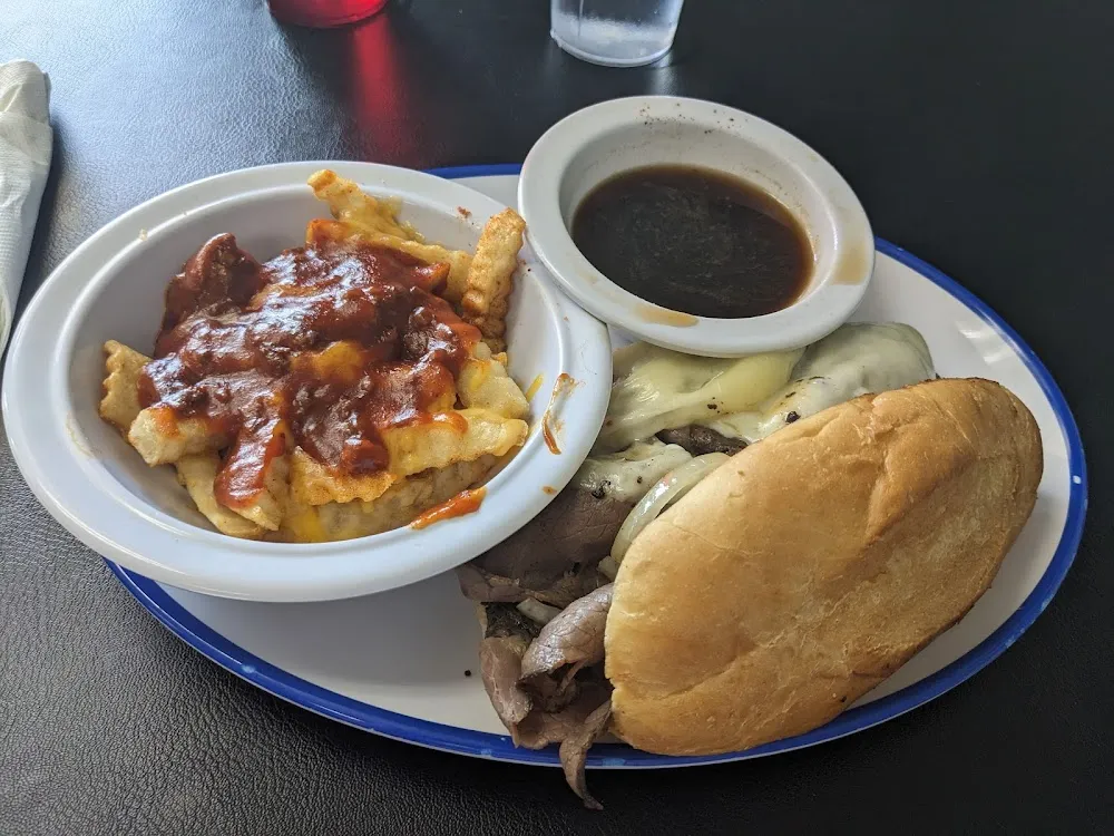 French Dip and Chili Cheese Fries